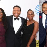 Anthony Anderson with his wife and children (L) Anderson and his mother