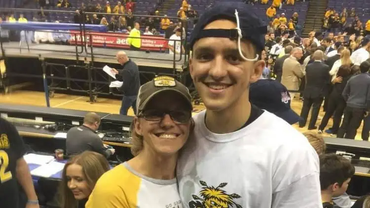 Landry Shamet and his mother Melanie during his college basketball days.