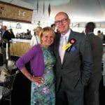 NBC Correspondent Harry Smith with wife Andrea Joyce of NBC Sports at Preakness