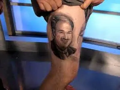 Larry's Tattoo on Scott Burney's Leg Photo