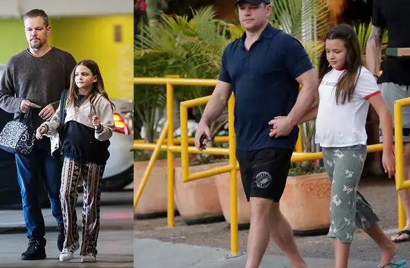 Isabella Damon and Her father Matt Damon Photos