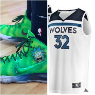 Karl Anthony Towns shoes and Jersey