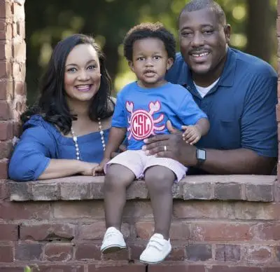 A family photo of Nikema Williams her Husband, Leslie Small and son