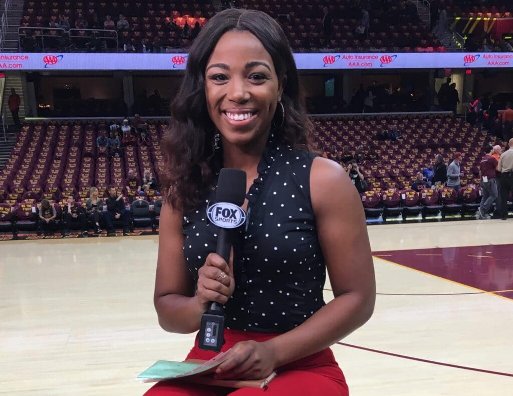 Cav sideline reporter Angel Gray image