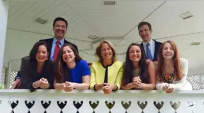 Kate Comey, her father James Comey, her mother, Patrice Failor, and her siblings Maurene Comey, Collin Comey, Brien Comey, Claire Comey, Abby Comey Photo